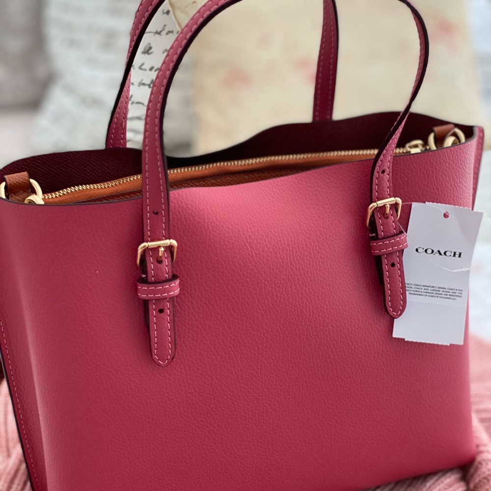๐ COACH | Pink Strawberry Haze Mollie Tote 25 Crossbody Shoulder Bag Purse - Picture 11 of 16